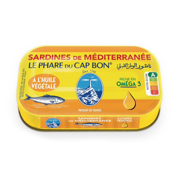 Sardines de méditerranée à l'huile végétale 110g Phare du Cap Bon